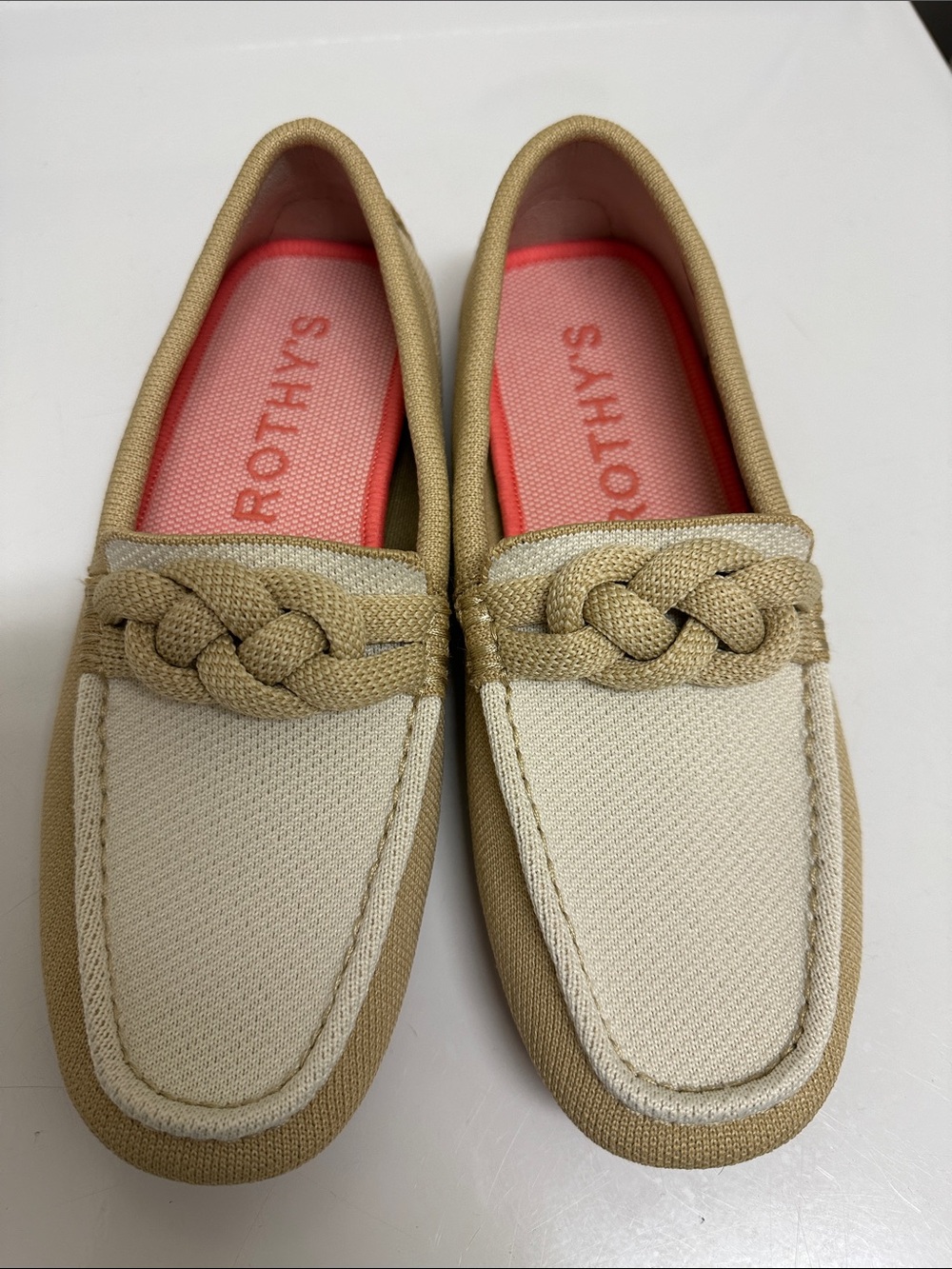 Rothy's Braided Cream and Tan Loafers